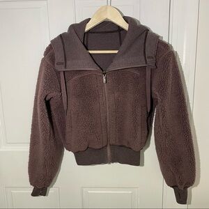 Womens XXS Lululemon Short Sweet Sherpa Jacket Purple Reversible Bomber Full Zip
